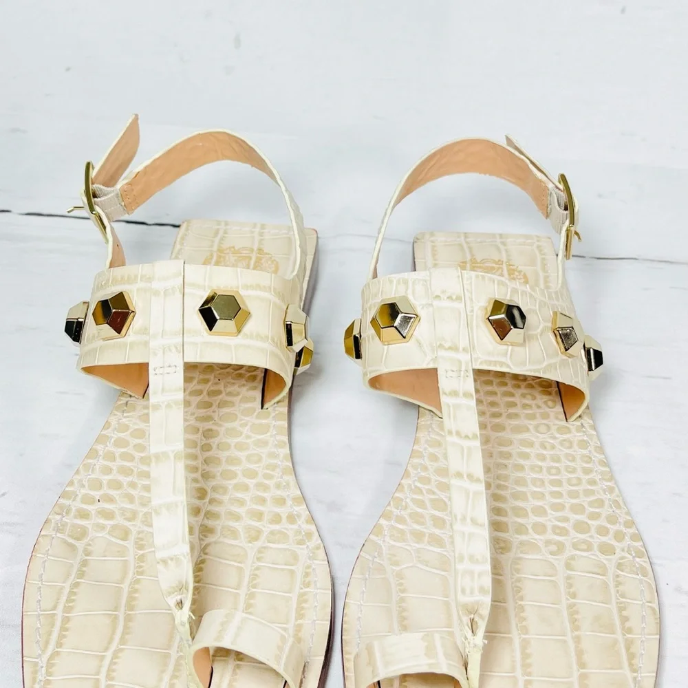 Vince Camuto Dailette Sandals Womens Size 8.5M Slingback Croc‎ Print Studded